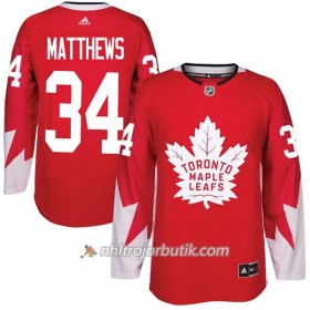 Män Ishockey Toronto Maple Leafs Tröja Auston Matthews 34 Adidas 2017-2018 Röd Alternate Authentic